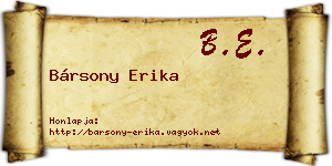 Bársony Erika névjegykártya